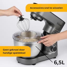 Krachtige Keukenmixer - Standmixer Deeg - Professioneel Bakken - 6.5L Kom Digitaal - 42x22x36cm - Antracietgrijs — thumbnail 3