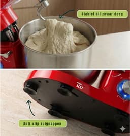 RONN® Mixer met mengkom - Mixer - Mixer met mengkom keukenmachine - Rood - ‎39cm x 24cm x 31cm — thumbnail 5