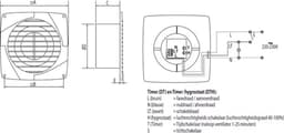 WEHA inbouwventilator met timer en vochtsensor Ø150mm 294m3/h (20100253) — thumbnail 2