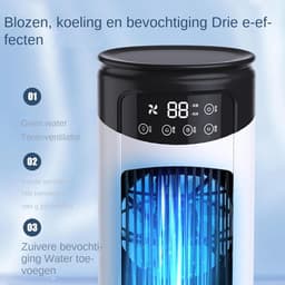 Draagbare Luchtkoeler Ventilator - 6 Snelheden, Luchtbevochtiger en Koelventilator voor Slaapkamer, Camping en Reizen — thumbnail 3