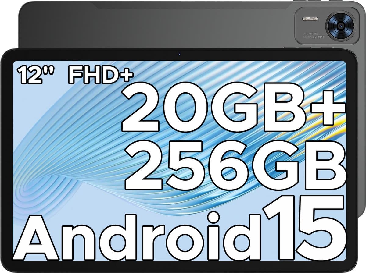 DOOGEE T36 -Android 15 -tablet -32 GB RAM + 256 GB ROM-8800 mAh -4G LTE- Octa Core-12 inch 90 Hz-BT 5.0 -13 MP camera - FaceID - dubbele speakers-Zwart — afbeelding 1