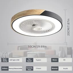 Nivard Plafondventilator - Met Verlichting - Plafond Ventilator - Met Lamp - Plafonniere Met Ventilator - Met Licht - Zwart — thumbnail 3