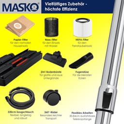RFWR® Industriële stofzuiger 1800 watt met blaasfunctie en stopcontact voor nat en droog zuigen — thumbnail 2