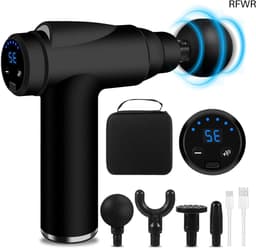 RFWR® Mini Massagepistool met 32 Snelheden en 4 Massagekoppen - Draagbaar en Stil — thumbnail 1