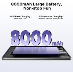DOOGEE Tab G6 + Tablet met Keyboard Slot SIM Kaart Android 15 11" FHD + 90HZ 8Go + 256Go 8000mAh Gemini AI Unisoc T7280 - Grijs — thumbnail 3