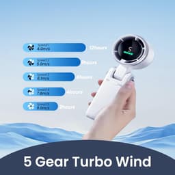 Mini Ventilator –Tafelventilator & Nekventilator – 3600mAh USB Ventilator – 5 Snelheden – Handventilator met LCD Display – Oplaadbaar – Sterke Wind – 180° Verstelbaar-Groen — thumbnail 5