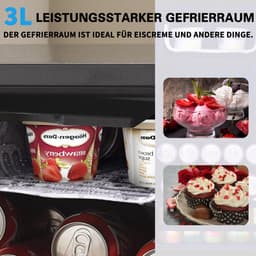 Sweiko 76LMini Koelkast, 3L+73L voor ijs, houdt 51 blikjes limonade, water, bier of wijn. Laag geluidsniveau verrichting, compressorkoeling systeem, energie-efficiënt, regelbare planken — thumbnail 5