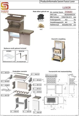 Sarom Fuoco - Betonnen barbecue - Luxor - Houtskool en hout - 159 x 72 x 161,5 cm — thumbnail 4
