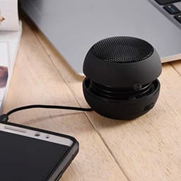 Draagbare 3,5 mm luidspreker, draadloze mini-luidspreker met 3,5 mm AUX-audio-aansluiting, draagbare mini-reisluidspreker van 3,5 mm met ingebouwde batterij voor mobiele telefoon MP3-pc (zwart) — thumbnail 3