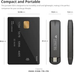 Draagbare Externe SSD 2TB USB 3.2 Gen2 Type C - Ultralicht en Aluminium — thumbnail 3