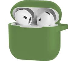 Bescherm je AirPods 4 met onze handige Siliconen Hoes - Geschikt voor Apple AirPods 4 - Met Clip Cover - Donkergroen