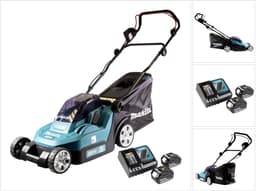 Makita DLM 382 RM2 accu grasmaaier 36 V ( 2x 18 V ) 38 cm 40 l + 2x accu 4.0 Ah + lader — thumbnail 1