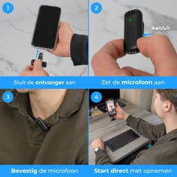 Nuvance - Draadloze Microfoon - 2 Stuks & Oplaadcase - Incl. Adapter - Microfoon Draadloos - Usb C - Lavalier Microfoons — thumbnail 5