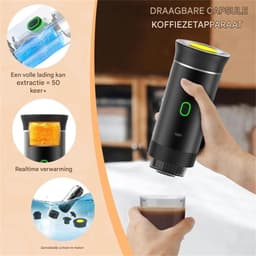 Draagbare reiskoffiezetapparaat - Draadloos voor in de auto - 12V - Espresso - 3-in-1 espressomachine - Oplaadbaar - Kantoor, Buiten, Thuis - Grijs - 1 stuk — thumbnail 3