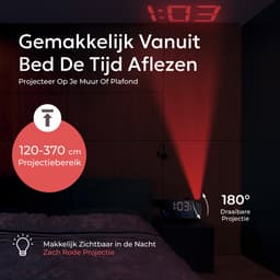 TM&DY - Digitale Wekkerradio met Projectie - Met Spraakbesturing, FM, Temperatuur & Luchtvochtigheid – Dimbaar LED Display & Dubbele Alarmfunctie - Wekkers Digitaal - Wekker met Projectie op Plafond - Projectiewekker - Projectieklok — thumbnail 4