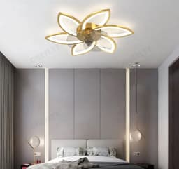6 Sterren Plafondlamp Met Ventilator - Goud - Met Afstandsbediening - Smart lamp - Dimbaar Met App - 6 Standen Ventilator - Woonkamerlamp - Moderne lamp - Plafoniere — thumbnail 4