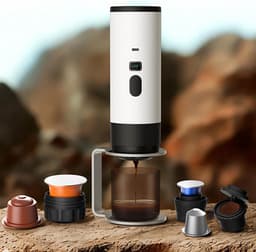 koffiezetapparaat - koffiemachines - draagbare koffiemachine - 3-in-1 koffiezetapparaat - Draagbare elektrische espressomachine - Koffiezetapparaat voor onderweg voor op de camping, in de auto, op de camper, op reis, geschikt(Wit) — thumbnail 5