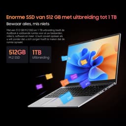 Blackview AceBook 6 Laptop - 15,6 inch Full HD - 16 GB RAM - 256 GB SSD - Intel N150 - Windows 11 Notebook - UHD Graphics - Grijs — thumbnail 5