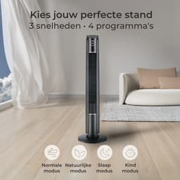 CoolHome CF2203 Design Ventilator Zwart - Torenventilator - Afstandsbediening en Timer - Kolomventilator met Luchtreiniger - Dimbaar LED-scherm - Ventilator Staand — thumbnail 3