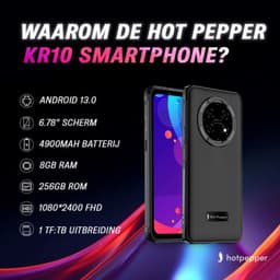 Hot Pepper KR10 Smartphone - Robuuste Mobiele Telefoon - 256 GB Geheugen - 8 GB RAM - 90 Hz - Octa-Core Processor - Waterdicht — thumbnail 3