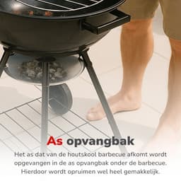 alpina Houtskool BBQ - Kogelbarbecue Ø43 cm - Barbecue met Deksel en Wielen - Geïntegreerd Ventilatiesysteem - Verwijderbare Asopvangbak - Zwart — thumbnail 5