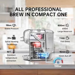 HiBREW 5-in-1 Koffiezetapparaat – Voor Nespresso®, Dolce Gusto®, ESE Pods, Kcup® & Gemalen Koffie – 20 Bar – Hot/Cold – 600ml – H2B – CE Gecertificeerd — thumbnail 2