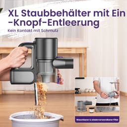 NETTLIFE Steelstofzuiger - Akku - 40 min looptijd - 500 W - 2 in 1 vloerwisser - Draadloze Accustofzuiger - 40KPa - Paars - 4 Zuigniveaus Vacuum Cleaner - met zelfstaande functie - met groen Licht - ideaal voor harde vloeren | tapijten | dierenharen — thumbnail 5