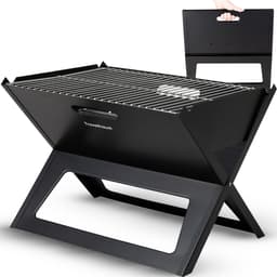 Travelhawk Houtskool BBQ - Barbecue Houtskool - Opvouwbaar - 44x32cm Grilloppervlak - Gelegeerd Staal - Zwart — thumbnail 1