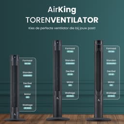 AirKing Torenventilator 94cm - Kolomventilator met Afstandsbediening - Ventilator staand met Timer - 3 Snelheidsstanden - Oscillatie & Dimbaar LED Scherm - Energiezuinig - Koelventilator voor Kamer - Zwart — thumbnail 4