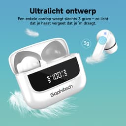 SophiBuds Pro - Draadloze Oortjes Bluetooth - Oordopjes Draadloos met ANC & ENC Noise Cancelling - Bluetooth Oordopjes Universeel - Geschikt als Earpods - BT 5.4 - Wit — thumbnail 5