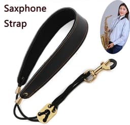 Lederen Saxofoonriem – Comfortabele Nekriem met Halsbescherming Zwart – Geschikt voor Sopraan, Alt, Tenor & Bariton Saxofoon – Verstelbare Lanyard — thumbnail 4