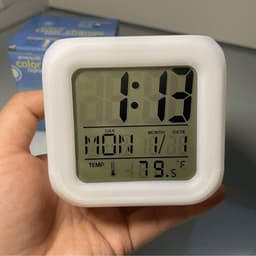 Wekkers voor Kinderen - Digitale Wekker - Kinderwekker - Alarmklok - Digitale Kinderwekker met 7 Kleurwisselingen - Led-nachtlampje - Nachtwekker met Temperatuurweergave - Wit — thumbnail 4