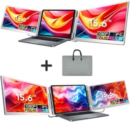 Gabrys® Ultra Triple Portable Monitor - geschikt voor 15,6" Tri-Screen - Full HD - Inclusief Beschermhoes en Kabels - Laptop Scherm Uitbreider - Draagbare Monitor - 2 jaar garantie — thumbnail 1