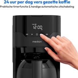 MEDION koffiezetapparaat met thermoskan en timer (filterapparaat, 8 kopjes, 1,2 liter, 900 watt, 3 standen, warmhoudfunctie, timer, anti-druppel, display, MD18458) roestvrij staal — thumbnail 5
