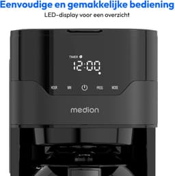 MEDION koffiezetapparaat met thermoskan en timer (filterapparaat, 8 kopjes, 1,2 liter, 900 watt, 3 standen, warmhoudfunctie, timer, anti-druppel, display, MD18458) roestvrij staal — thumbnail 4