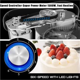 RFWR® Krachtige keukenprocessor 1500 W met 8L kom en 6 versnellingsstanden voor deeg — thumbnail 4
