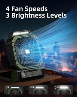 Solar Ventilator Met Oplaadbare Batterij - 4 Standen + 3 LED Zaklamp - Met Afstandsbediening & Timer (2/4/8u) - USB-C/Zonne-energie - Compact Camping Design - Groen — thumbnail 4