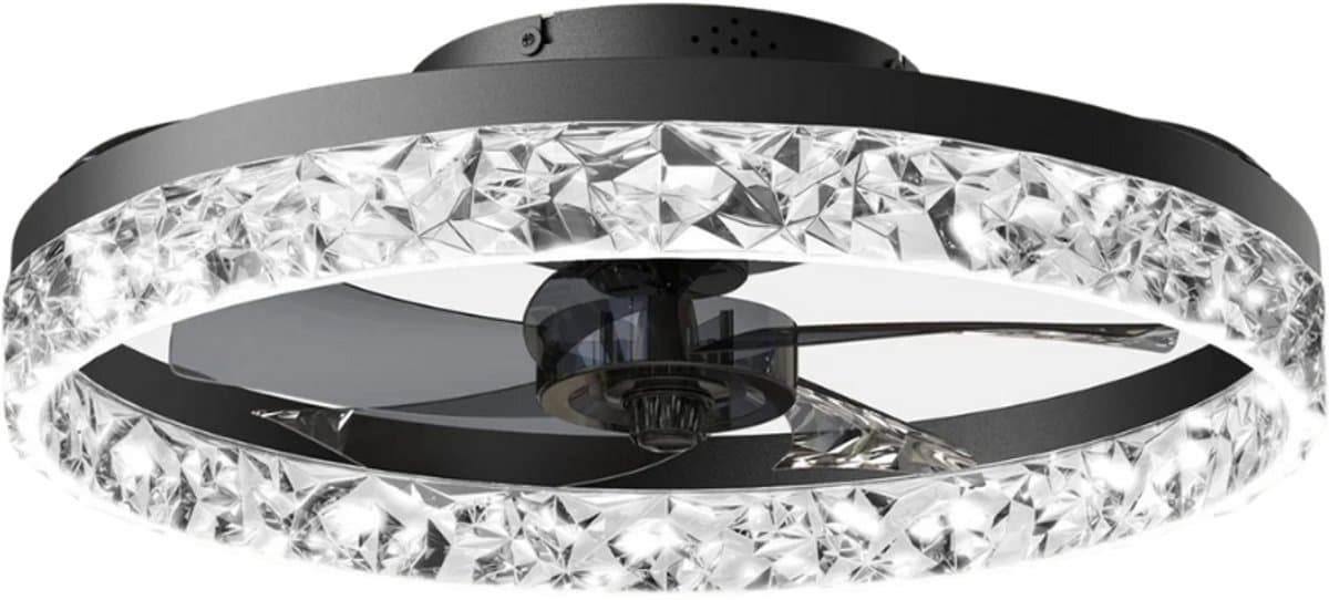 Livano Plafondventilator - Met Verlichting - Plafond Ventilator - Met Lamp - Plafonniere Met Ventilator - Met Licht - Zwart — afbeelding 1