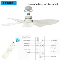 Nivard Plafondventilator - Met Verlichting - Plafond Ventilator - Met Lamp - Plafonniere Met Ventilator - Met Licht - Wit - 52cm - 2 Stuks — thumbnail 2