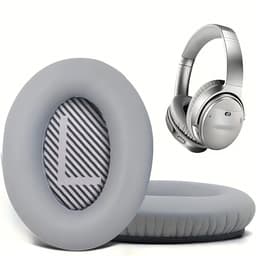 Lederen Set Oorkussens Geschikt Voor Bose Koptelefoon QuietComfort 35, QC35/QC35II/QC45/QC25/QC2/QC15/Soundtrue/Soundlink Around-Ear II AE2 headphones, Vervangende Kussens Voor Hoofdtelefoon - Grijs - 1 Paar — thumbnail 2
