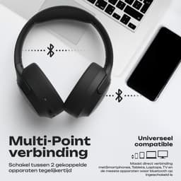 PowerLocus Boom - Koptelefoon Bluetooth - 60 uur batterijduur – Over Ear Koptelefoon Draadloos – 4 EQ-modi - Met Microfoon - Zwart — thumbnail 2