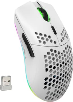 HXSJ T66 - Draadloze Gaming Muis - Computermuizen - Ultra licht - Compact Voor Onderweg - RGB Verlichting - Wit — thumbnail 1