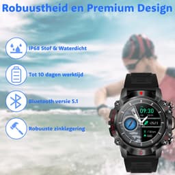 Smartwatch - Grijs - Smartwatch Heren & Dames - HD Touchscreen - Horloge - Stappenteller - Bloeddrukmeter - Saturatiemeter — thumbnail 4