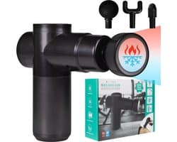 Massage Gun Professioneel - Mini Massage Apparaat - Massage Pistool Hot & Cold - Incl. 4 Opzetstukken - 13,2 x 14,5 x 4,8 cm - Zwart - Silvergear