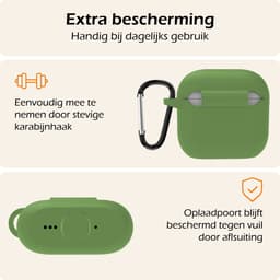 Hoesje - Geschikt voor Apple AirPods 5 - met Clip - Siliconen Hoes - Silicone Case Cover - Donkergroen — thumbnail 5