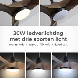 Goedewaere Plafondventilator Nordic Wood - Lamp - Afstandsbediening - Stil - Timer - 106cm — thumbnail 3