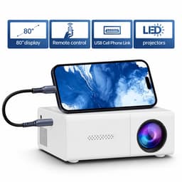 Mini Beamer – 1080P Ondersteuning – 500 ANSI Lumen – 80 Inch Projectie – USB – Compact en Draagbaar — thumbnail 1