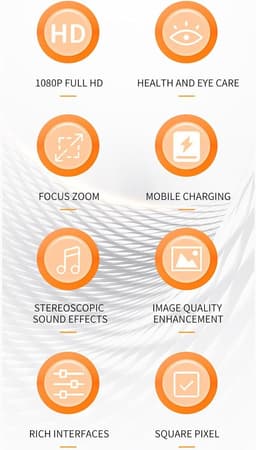 Draagbaar, HD, 1080p, HD, Full HD, Smart Home Beamer, met HDMI, USB, 3,5 mm audio-interface voor smartphone, laptop, tv, tablet, pc — thumbnail 3