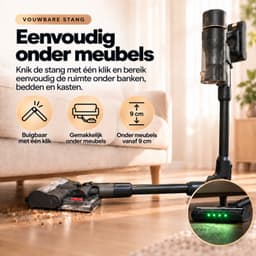 SwayTosh KingForce Steelstofzuiger met Dweilfunctie - 200 AW - 35.000 Pa - Draadloze Steelstofzuiger Zonder Zak op Accu - 450 W - Draadloze Stofzuiger - Kruimeldief - Tot 60 Min - Stofzuiger Draadloos - Steelstofzuigers — thumbnail 4