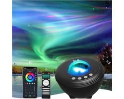 Sterrenlichtprojector voor slaapkamer met 33 verlichting, Aurora-projector met Bluetooth 5.0-luidspreker, Smart APP, 8 witte geluiden nachtlampje met IR-afstandsbediening